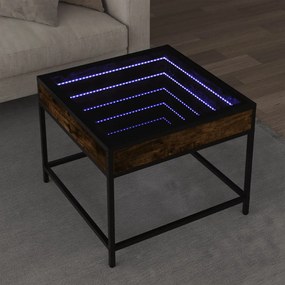 Tavolino Da Salotto Con Led Infinity Rovere Fumo 50x50x41 Cm /