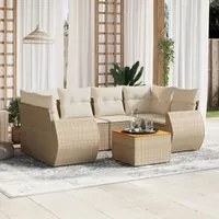 Set Divani da Giardino 7 pz con Cuscini Beige in Polyrattan 3224903