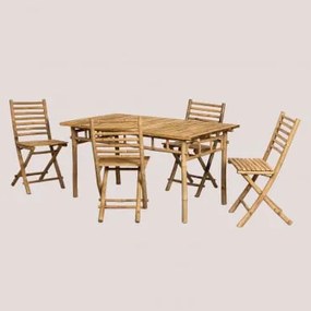 Set tavolo da giardino e 4 sedie in bambù Marilin Bambù - Sklum