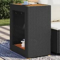 Tavolino da Giardino Piano Legno Nero 60x40x75 cm Polyrattan 366303