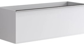 Mobile da bagno sotto lavabo Pixel frame bianco e maniglia alluminio brillante laccato opaco L 120 x H 40 x P 45.5 cm 1 cassetto, lavabo non incluso