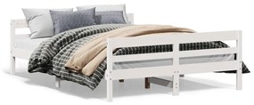 Letto Senza Materasso Bianco 140x200 Cm Legno Massello Di Pino /