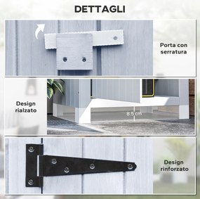 Casetta Porta Attrezzi 77,5x54,2x179,5 cm a 3 Mensole con Tetto Impermeabile in Bitume in Legno Bianco...