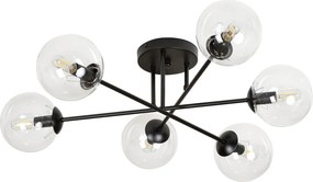 Lampadario da soffitto Brendi 6B Nero con sfere trasparenti E14