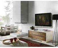 Porta tv in legno massello shabby laccato 2 cassetti 130x54 55