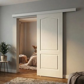 Porta scorrevole sinistra Ipanema in vetro bianco, L 88 x H 215 cm, con binario Meli