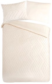 Set lenzuola letto una piazza e mezza in microfibra crema 140x220 cm Pure Zigzag - Good Morning