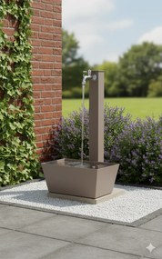 Fontana da Giardino con Rubinetto Vaschetta e Base Belfer 42/QVR Tortora...