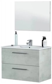 Mobile bagno sospeso 80 cm con lavabo e specchio color cemento - Aruba 99134