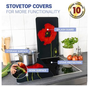 Set di 2 coperchi per stufe in vetro temperato 52x30 cm Poppy - Maximex