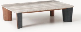 Tavolino da salotto in marmo e legno di acacia Muno, larg. 120 cm