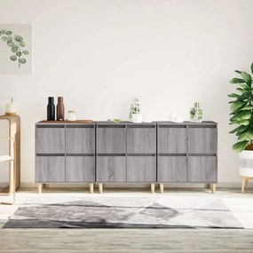 Credenze 3pz Grigio Sonoma 60x35x70 Cm İn Legno Multistrato /
