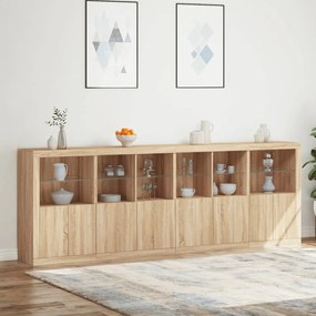 Credenza con Luci LED Rovere Sonoma 283x37x100 cm