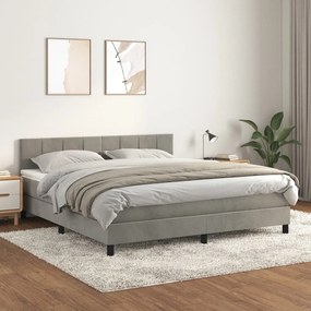 Giroletto A Molle Con Materasso Grigio Chiaro 160x200cm Velluto /