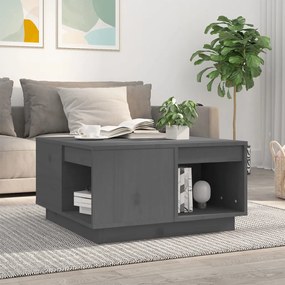 Tavolino Da Salotto Nero 60x61x32,5 Cm Legno Massello Di Pino /