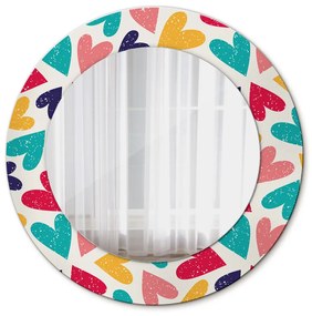 Specchio tondo con decoro Cuori colorati fi 50 cm