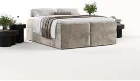 Letto boxspring marrone chiaro con contenitore 140x200 cm Yoko - Maison de Rêve
