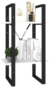 Libreria a 2 ripiani bianca 40x30x70 cm in legno multistrato