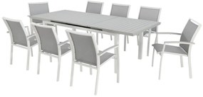 Set tavolo e sedie Las Vegas NATERIAL in alluminio bianco per 6 persone