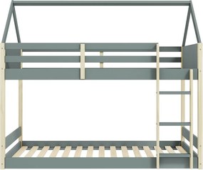 Letto da bambini a forma di casa/a castello di colore naturale/verde polveroso con rete inclusa 90x190 cm Valka – Marckeric