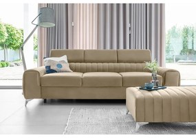 Divano marrone chiaro allungabile e rivestimento in velluto 261 cm Laurence – ELTAP