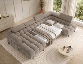 Divano angolare marrone chiaro allungabile (con penisola a destra/a U) con rivestimento in velluto Feraria – ELTAP