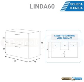 Mobile bagno sospeso da 60 cm bianco lucido con lavabo e colonna Linda 8260