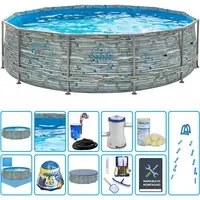 Piscina Fuori Terra Swing Metal Frame Stone Design 3,66 X H 0,91 M - Kit Pro