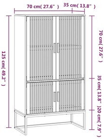 Credenza Bianca 70x35x125 cm in Legno Multistrato