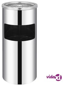 vidaXL Pattumiera con Posacenere da Parete Acciaio Inox 26 L