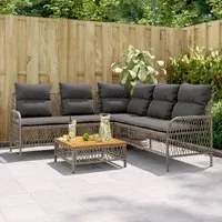 Set Divano da Giardino 2 pz con Cuscini Grigio in Polyrattan 368734