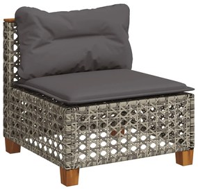 Set divano da giardino 5 pz con cuscini grigio in polyrattan