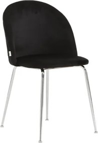 Sedia da pranzo in velluto Nero con gambe in metallo Cromo - PARIS 2 sedie