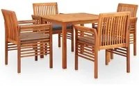 Set da Pranzo da Giardino 5 pz con Cuscini Massello di Acacia 278902