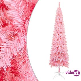 vidaXL Albero di Natale Sottile Preilluminato Rosa 120 cm