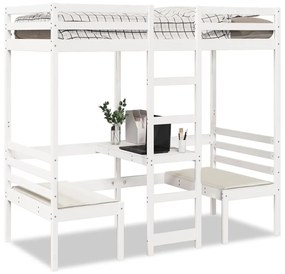 Giroletto Soppalco Con Scrivania E Sedie Bianco 80x200cm Pino /