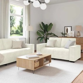 Set Di Divani 2 Pz Con Cuscini Crema İn Velluto /