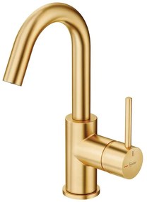 Rubinetto per lavabo TAYRONA oro spazzolato satinato HUBER H 26.4 cm