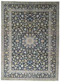 Kashan Tappeto 420 x 310 Blu (Iran) Annodato A Mano