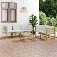 Set Salotto da Giardino 6 pz con Cuscini Crema 3065005