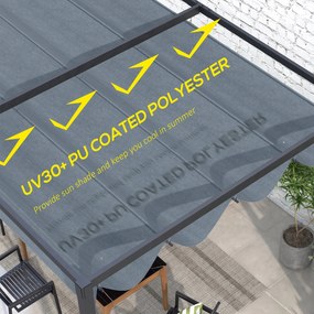 Telo di Ricambio per Pergola da Giardino 286x245 cm in Poliestere Grigio Scuro...