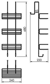 Gedy - Mensola da parete per doccia CHROM LINE 68x24 cm, cromo lucido