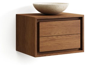 Kave Home - Mobile da bagno Kenta in legno massiccio di teak finitura noce 60 x 45 cm