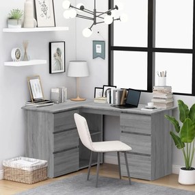 Scrivania Angolo Grigio Sonoma 145x100x76 Cm Legno Multistrato /