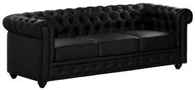 Divano CHESTERFIELD 3 posti in similpelle Nero