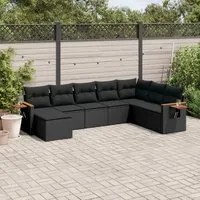 Set Divani da Giardino con Cuscini 8 pz Nero in Polyrattancod mxl 92204