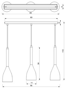 Lampadario su filo MUZA 3xE27/60W/230V