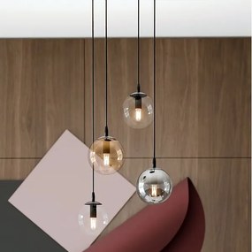 Lampadario a sospensione con filo COSMO 4xE14/10W/230V diametro 40 cm nero/grigio/beige/limpido