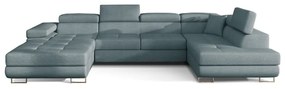 Divano angolare azzurro allungabile/con contenitore (con penisola a destra/a U) Rodrigo – ELTAP