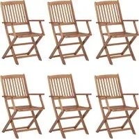 Sedie da Giardino Pieghevoli 6 pz in Legno Massello di Acacia cod mxl 12347